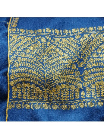 EMMA BLAU, echte Pashmina-Stola aus 100% Kaschmir, handbestickt