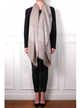 PATTY BEIGE, echte Pashmina-Stola aus 100% Kaschmir, handbestickt