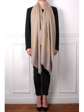 IDA ORO, scialle vera Pashmina 100% cashmere ricamata a mano