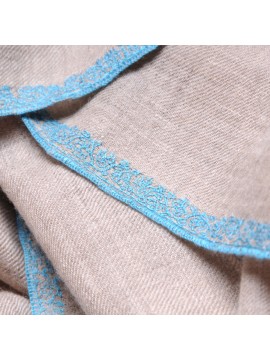 ELNA BLU, stola vera Pashmina 100% cashmere ricamata a mano