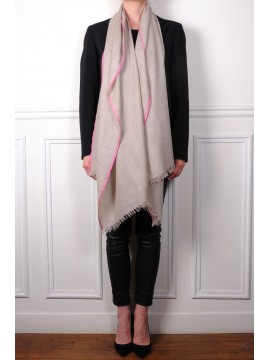 ELNA ORO, stola vera Pashmina 100% cashmere ricamata a mano
