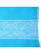EMMA TÜRKISBLAU, echte Pashmina-Stola aus 100% Kaschmir, handbestickt