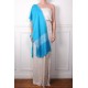 EMMA TURQUOISE, hand-embroidered 100% cashmere pashmina stole