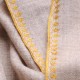 LINA BEIGE en GOUD, 100% cashmere handgeborduurde pashmina stola