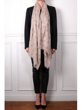 ARIEL BEIGE, étole véritable pashmina 100% cachemire brodé main