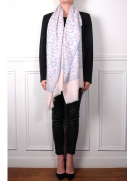 ZOE BLU, stola vera Pashmina 100% cashmere ricamata a mano