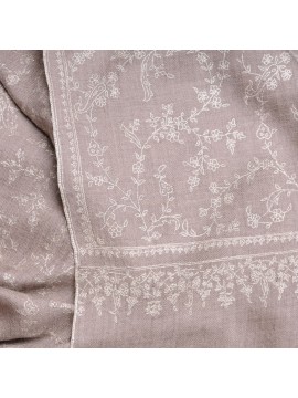 LARA BEIGE, scialle Pashmina ricamato a mano in 100% cashmere