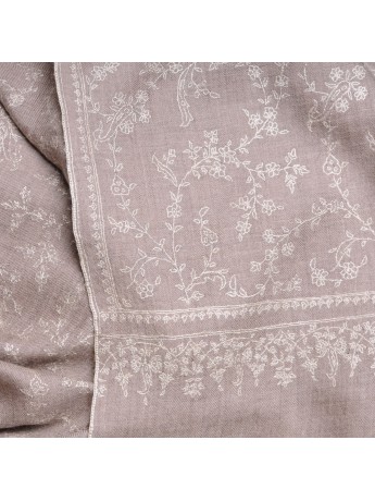 LARA BEIGE, scialle Pashmina ricamato a mano in 100% cashmere