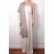 LARA BEIGE, scialle Pashmina ricamato a mano in 100% cashmere