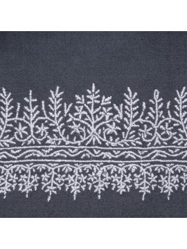 CHABI GRIS, châle véritable pashmina 100% cachemire brodé main
