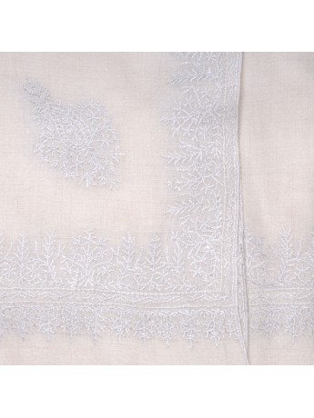 CHABI ELFENBEIN, echte handbestickte Pashmina-Schal 100% Kaschmir