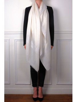 CHABI IVORY, real pashmina 100% cashmere with handmade embroideries