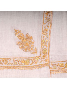 NOMI BEIGE, echter Pashmina-Schal aus 100% Kaschmir, handbestickt