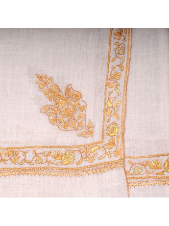 NOMI BEIGE, echter Pashmina-Schal aus 100% Kaschmir, handbestickt