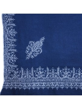 CHARLIE NAVY, étole véritable Pashmina 100% cachemire brodé main