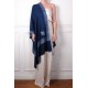 CHARLIE NAVY, étole véritable Pashmina 100% cachemire brodé main