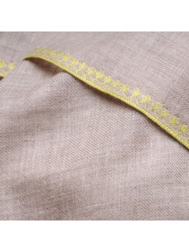 LINA BEIGE et VERT, étole véritable pashmina 100% cachemire brodé main