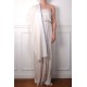 LINA IVORY und BLUE, real pashmina 100% cashmere with handmade embroideries
