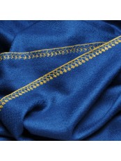 LINA BLAUW en GOUD, 100% cashmere handgeborduurde pashmina stola