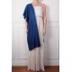 LINA BLUE und GOLD, real pashmina 100% cashmere with handmade embroideries