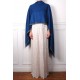 LINA BLUE und GOLD, real pashmina 100% cashmere with handmade embroideries