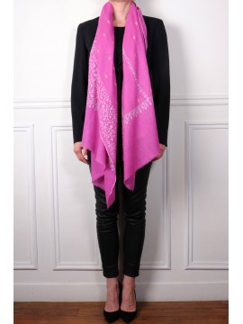 ALMA ROZE, handgeborduurde 100% kasjmier pashmina stola