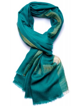 ZARI GREEN, Handwoven cashmere pashmina Stole and lurex