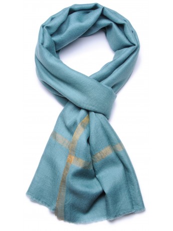 ZARI BLAUWGROEN, Pashmina stola 100% cashmere en lurex