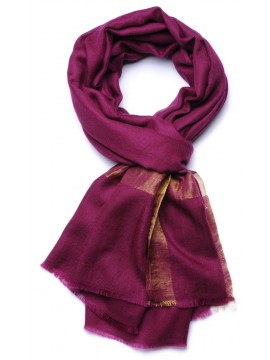 ZARI PLUM, Handwoven cashmere pashmina Stole and lurex