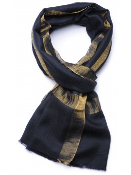 ZARI BLU NOTTE, Stola vera pashmina 100% Cashmere e lurex