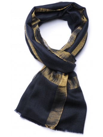 ZARI NACHTBLAUW, Pashmina stola 100% cashmere en lurex