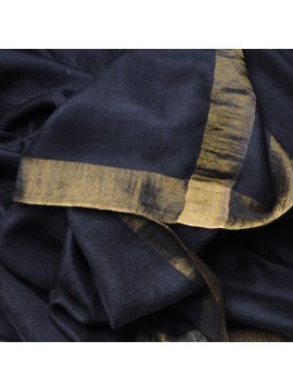 ZARI NACHTBLAUW, Pashmina stola 100% cashmere en lurex