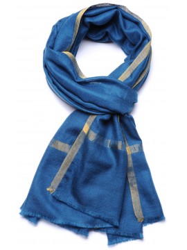 ZARI AZUL, Estola de pashmina 100% cachemir tejido y lurex