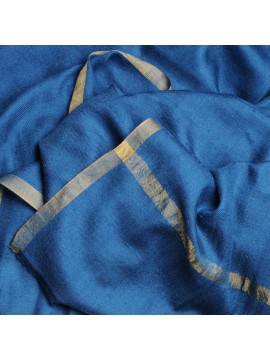 ZARI BLAU, Stola echter pashmina 100% handgewebter Kaschmir und lurex