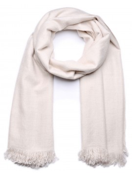 HANLE ELFENBEIN, halbdicke Pashmina-Plaid aus 100% handgesponnenem Kaschmir