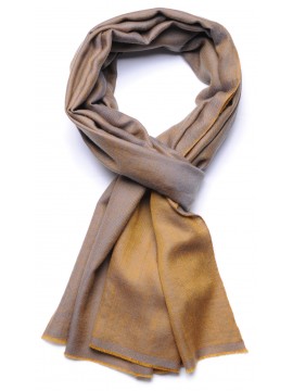 SEDA ORO GRIS, auténtica estola Pashmina 100% cachemira reversible