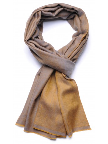 SEDA ORO GRIGIO, Stola vera pashmina 100% Cashmere reversibile