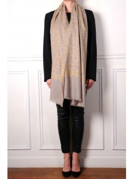 ZOE GOUD, echte handgeborduurde 100% kasjmier Pashmina stola