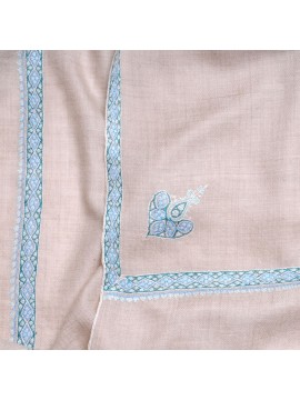 ASHA LICHT BEIGE, echte pashmina stola 100% handgeborduurd cashmere