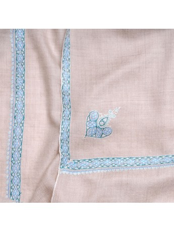 ASHA BEIGE CLARO, auténtica estola pashmina bordada a mano 100% cachemira