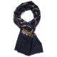 JULIA NAVY, real pashmina 100% cashmere with handmade embroideries