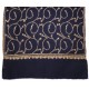 JULIA NAVY, real pashmina 100% cashmere with handmade embroideries