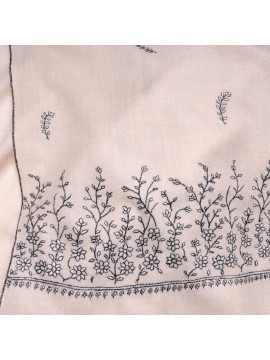 PALLA CRÈME, étole véritable Pashmina 100% cachemire brodé main