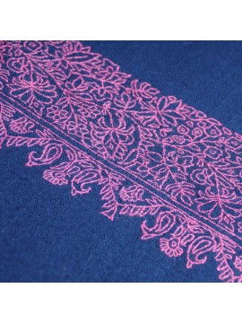 PATTY BLAUW, echte Pashmina stola 100% handgeborduurd cashmere