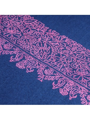 PATTY BLAUW, echte Pashmina stola 100% handgeborduurd cashmere