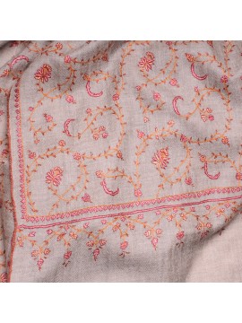 JULIA BEIGE, real pashmina 100% cashmere with handmade embroideries