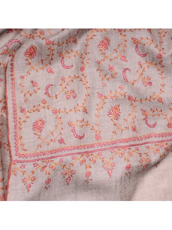 JULIA BEIGE, real pashmina 100% cashmere with handmade embroideries