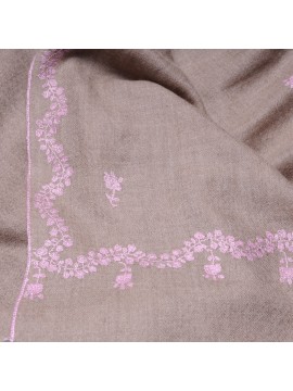 ARIEL BEIGE, &eacute;tole v&eacute;ritable pashmina 100% cachemire brod&eacute; main