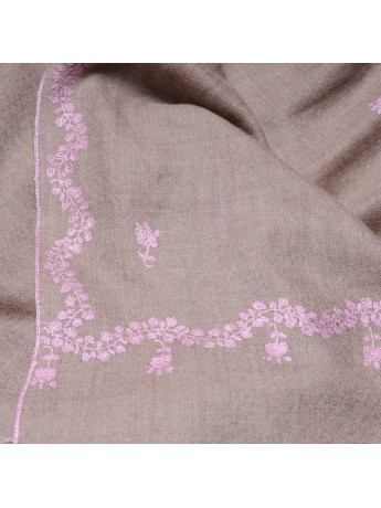 ARIEL BEIGE, étole véritable pashmina 100% cachemire brodé main