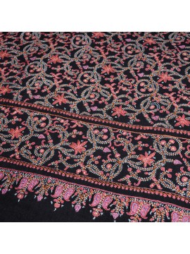 ELISA SCHWARZ, echte handbestickte Pashmina-Schal 100% Kaschmir